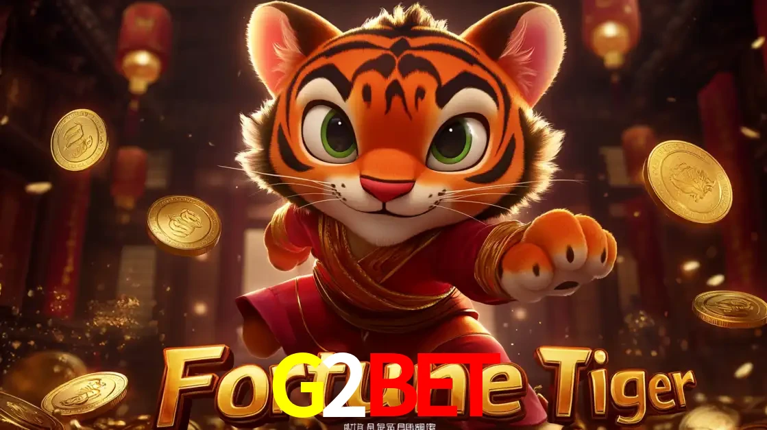 O carismático mascote do jogo de slot Fortune Tiger, um tigre fofo em pose de artes marciais, pronto para trazer sorte e multiplicadores de ganhos no cassino online G2BET.