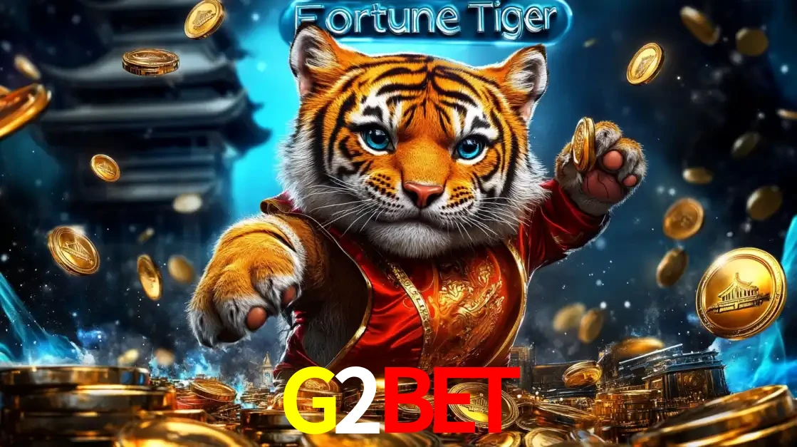 Imagem promocional do jogo de slot Fortune Tiger, com um tigre majestoso em traje tradicional cercado por uma fortuna em moedas de ouro, disponível agora no cassino G2BET.